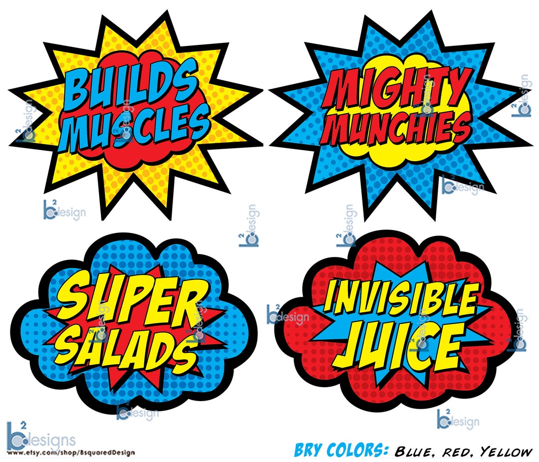 Superhero Food Cards Custom Text • 1/4 Page Size • (printable) - Etsy