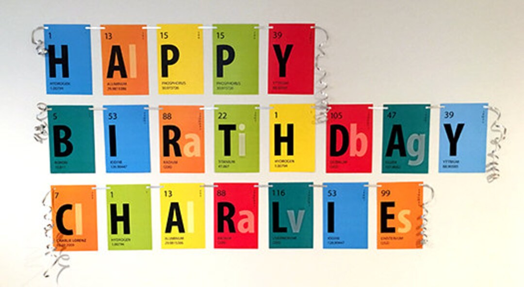 Periodic Table Banner • Happy Birthday Name • Science Birthday Banner ...