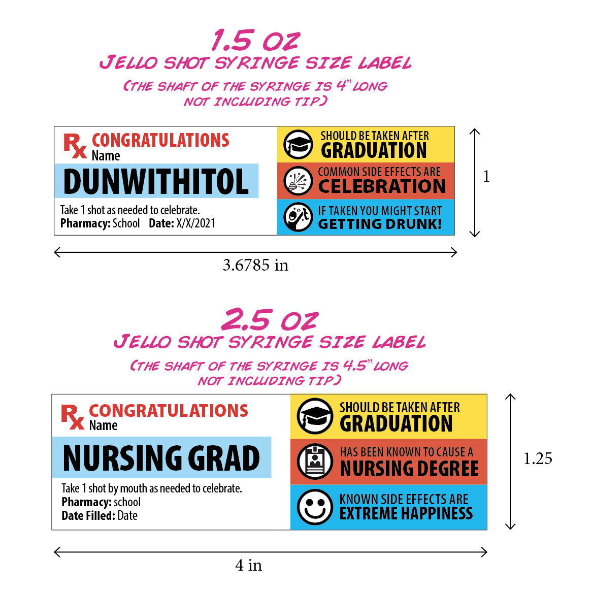 Prescription Jello Syringe Labels Labels Only Printed Etsy UK