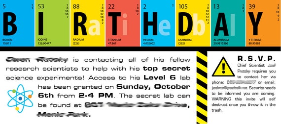 Invitation D Anniversaire Scientifique Imprime Etsy Invitation D Anniversaire Scientifique Imprime Etsy