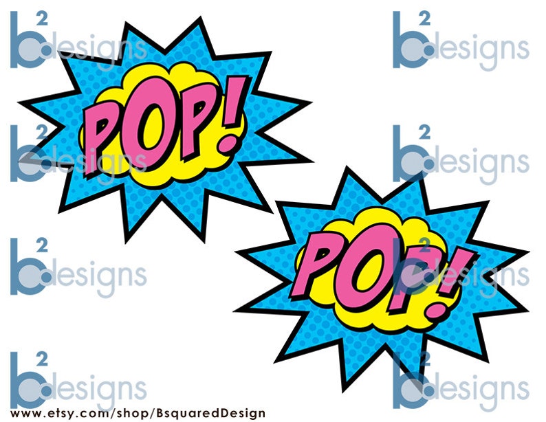 Superhero Signs Boom Pow Zap Bam Pow 1/4 Page Signs Etsy