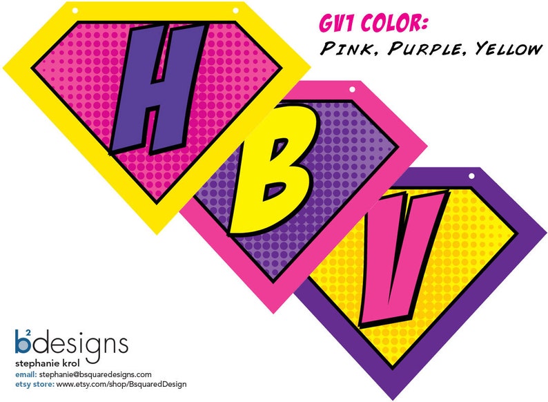 Superhero Symbol Happy Birthday Banner CUSTOM with Name PRINTED image 5