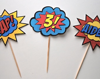 Superhero Cupcake Toppers with Name & Age