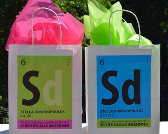 Periodic Element Gift Labels WITH BAGS • Science Party • Large 8 x 10 bags