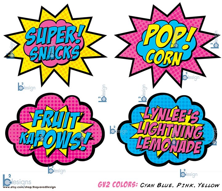 Superhero Food Cards Custom Text 1/4 Page Size printable - Etsy