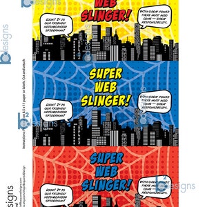 Superhero Silly String Labels • 3.5&quot; x 6&quot; • DBRY Color Scheme: Dark Blue, Red, Yellow • INSTANT DOWNLOAD