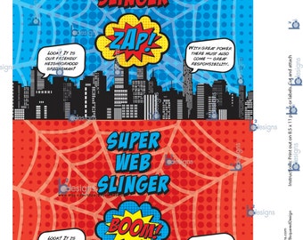 Superhero Party String Labels: Web Slinger Theme (Digital PDF)