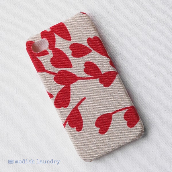 Recycled Fabric iPhone 4 Case, iPhone 4s Case, Autumn Red Leaves