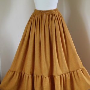 Maxi Mustard/Gold Corduroy Skirt with side pockets