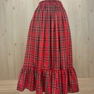 Maxi Length Red Tartan skirt with Pockets.