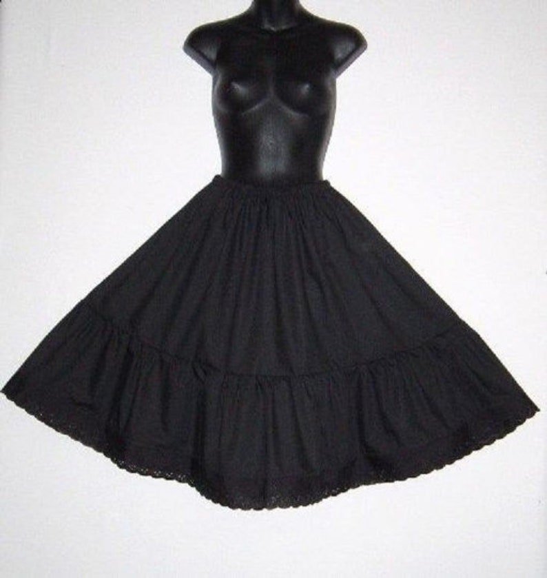 Vintage Style Black Cotton petticoat Broderie Anglaise trim Sizes 6-22 Available Wedding,Bridesmaid,Steampunk, Goth,Rockabilly image 2
