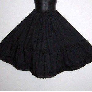 Vintage Style Black Cotton petticoat Broderie Anglaise trim Sizes 6-22 Available Wedding,Bridesmaid,Steampunk, Goth,Rockabilly