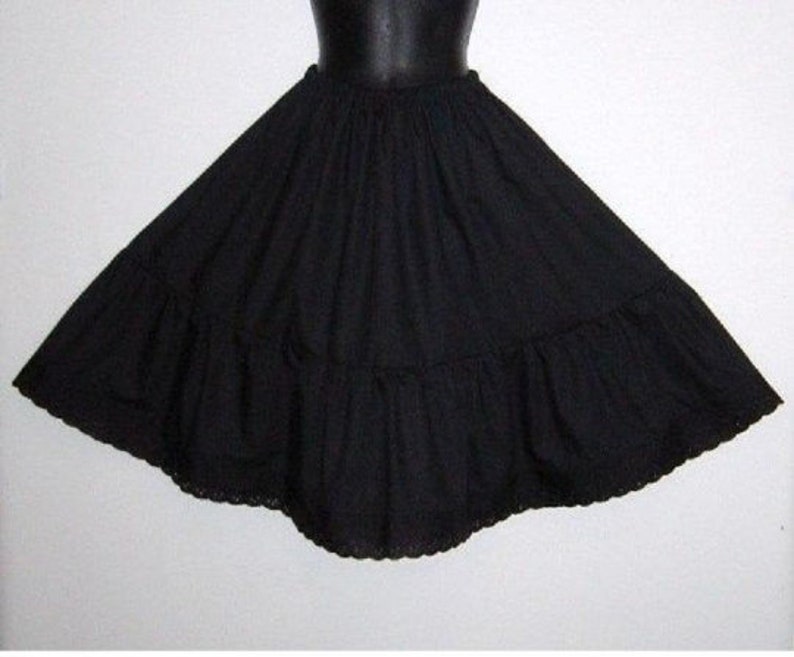 Vintage Style Black Cotton petticoat Broderie Anglaise trim Sizes 6-22 Available Wedding,Bridesmaid,Steampunk, Goth,Rockabilly image 1