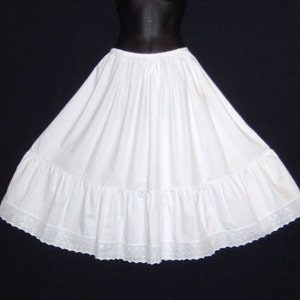 Vintage Style White Cotton petticoat Broderie Anglaise trim Sizes 6-22 Available Wedding,Bridesmaid,Steampunk, Goth,Rockabilly