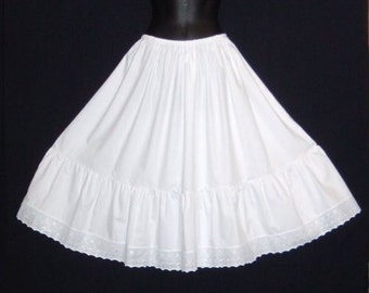 Enagua de algodón blanco con bordado inglés: estilo vintage, tallas 6-22