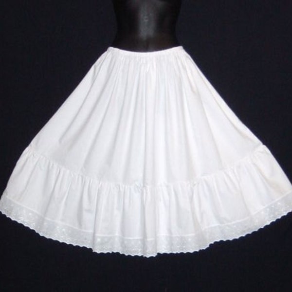 Jupon en coton blanc de style vintage avec bordure en broderie anglaise, tailles 6-22 disponibles, mariage, demoiselle d'honneur, steampunk, goth, rockabilly