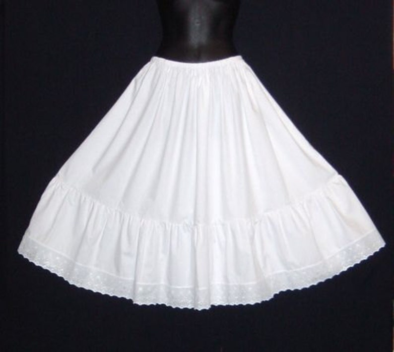 Vintage Style White Cotton petticoat Broderie Anglaise trim Sizes 6-22 Available Wedding,Bridesmaid,Steampunk, Goth,Rockabilly image 1