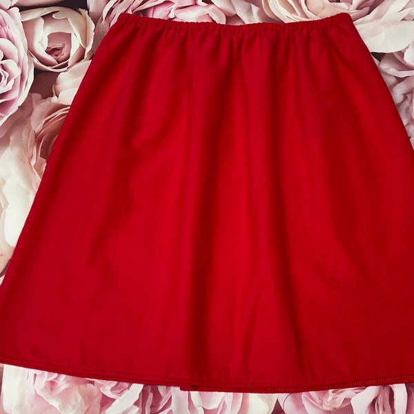 Winter Flannel cotton Half Slip petticoat in Vibrant Red U.K. sizes 8-18.Lengths 14"-22"