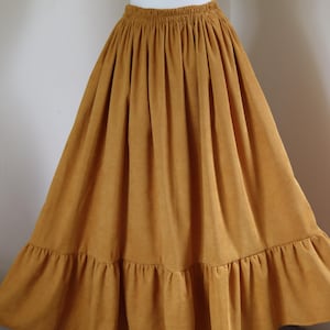 Mustard/Gold Corduroy Maxi Skirt with side pockets