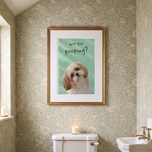 Shih Tzu Print, Are You Pooping Funny Bathroom Wall Art, Shih Tzu Gift, Funny Toilet Humour Dog Poster, Quirky Loo Decor