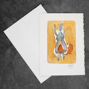 Carte de voeux peinte à la main, cadeau, petite oeuvre d'art, oeuvre d'art originale / Autonomisation des femmes