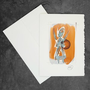 Carte de voeux peinte à la main, cadeau, petite oeuvre d'art, oeuvre d'art originale / Autonomisation des femmes