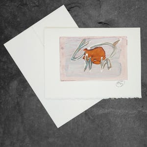 Carte de voeux peinte à la main, cadeau, petite oeuvre d'art, oeuvre d'art originale