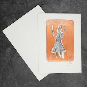Carte de voeux peinte à la main, cadeau, petite oeuvre d'art, oeuvre d'art originale / Autonomisation des femmes