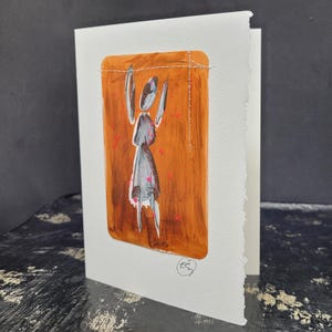 Cartão de felicitações pintado à mão, presente, pequena obra de arte, arte original / Empoderamento feminino