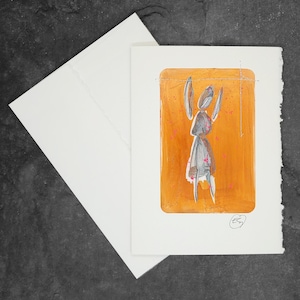 Carte de voeux peinte à la main, cadeau, petite oeuvre d'art, oeuvre d'art originale / Autonomisation des femmes