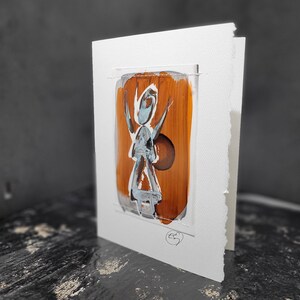 Cartão de felicitações pintado à mão, presente, pequena obra de arte, arte original / Empoderamento feminino