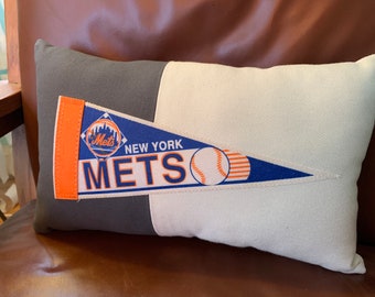 Mets Pillow NY Mets New York Mets MLB Pillow Handmade in USA Met Baseball Pillow