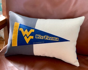 Pennant Pillow American Roadtrip Pennant Pillow West Virginia Mountaineers College Pennant Pillow - Decorative Pillows