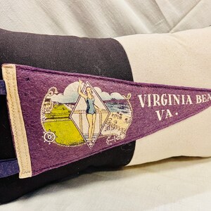 Pennant Pillow American Roadtrip Pennant Pillow, Norfolk, Virginia, General MacArthur Memorial - Decorative Pillow - Beach Decor