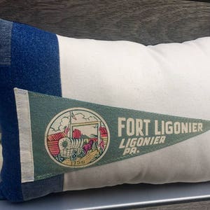 Pennant Pillow American Roadtrip Pennant Pillow, Fort Ligonier, Pennsylvania - Decorative pillow - vintage pennant pillow