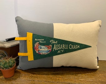 Pennant Pillow American Roadtrip Pennant Pillow, Ausable Chasm, New York - Decorative Pillow
