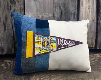 Pennant Pillow Indiana Toll Road American Roadtrip Pennant Pillow