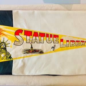 American Roadtrip Pennant Pillows, Statue of Liberty, New York, Lady Liberty Decorative Pillow