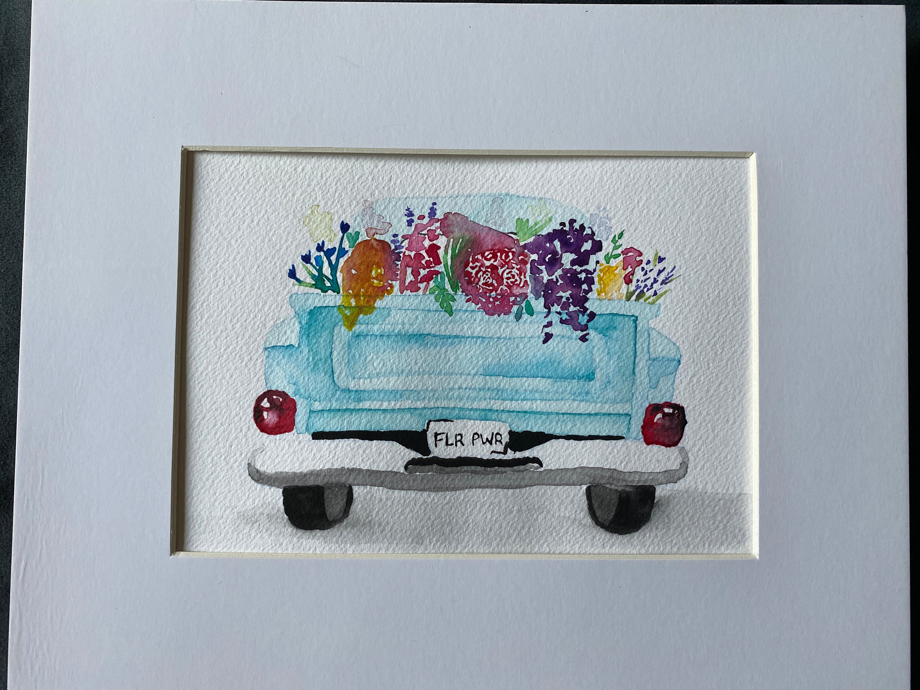 Download Vintage Flower Truck - 7 7/8 x 6 - Original Watercolor ...