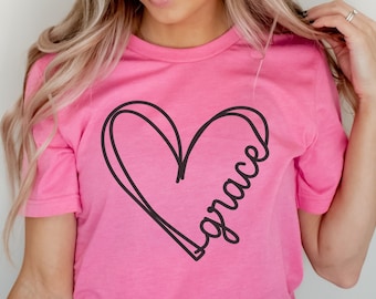 Grace Shirt, Christian Shirt, Faith Tshirt, Gift For Christian, T Shirt For Christian, Grace Heart T Shirt, Grace T Shirt For Her