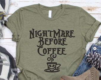 coffee gift, nightmare before coffee, funny coffee shirt, coffee lover gift, coffee person shirt, coffee pun shirt, Halloween coffee t-shirt