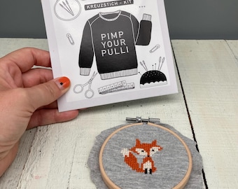 Cross stitch kit DIY “pimp your sweater” FOX