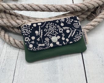 Small wallet “FLOWER” black/green
