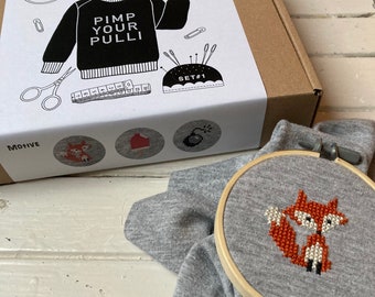 Cross stitch kit DIY “pimp your sweater” set #1