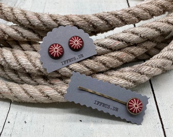 Jewellery set “ASANOHA” red earrings+hair clip