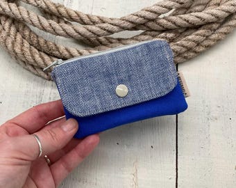Small wallet "HERRINGBONE" blue