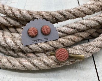 Jewellery set “HERRINGBONE” rust earrings+hair clip