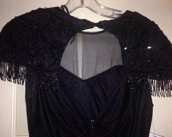 Black Vanna White original size 8 with sequins and fringe  80s styles