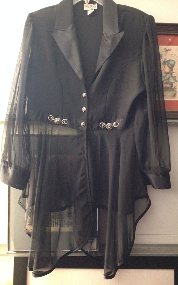 80s sheer shirt size medium black made by 3K fashi