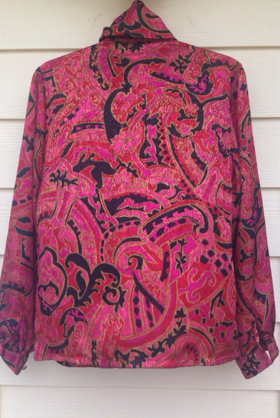 80s Vintage rayon blouse size 8 - image 4